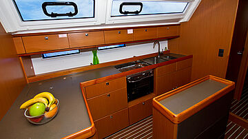 Kitchen in a sailing monohull yacht