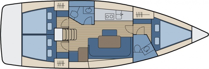 Interior 3 cabin monohull sailing yacht