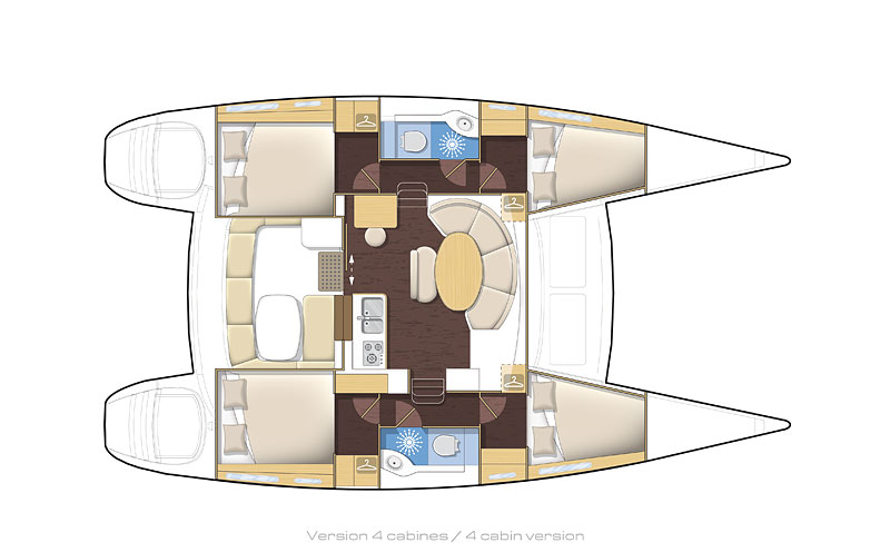 Interior small catamaran