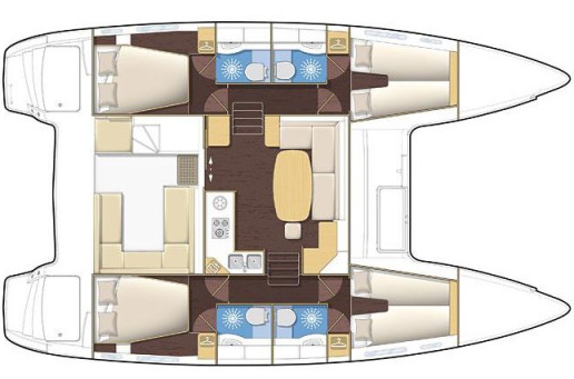 Interior mid-range catamaran