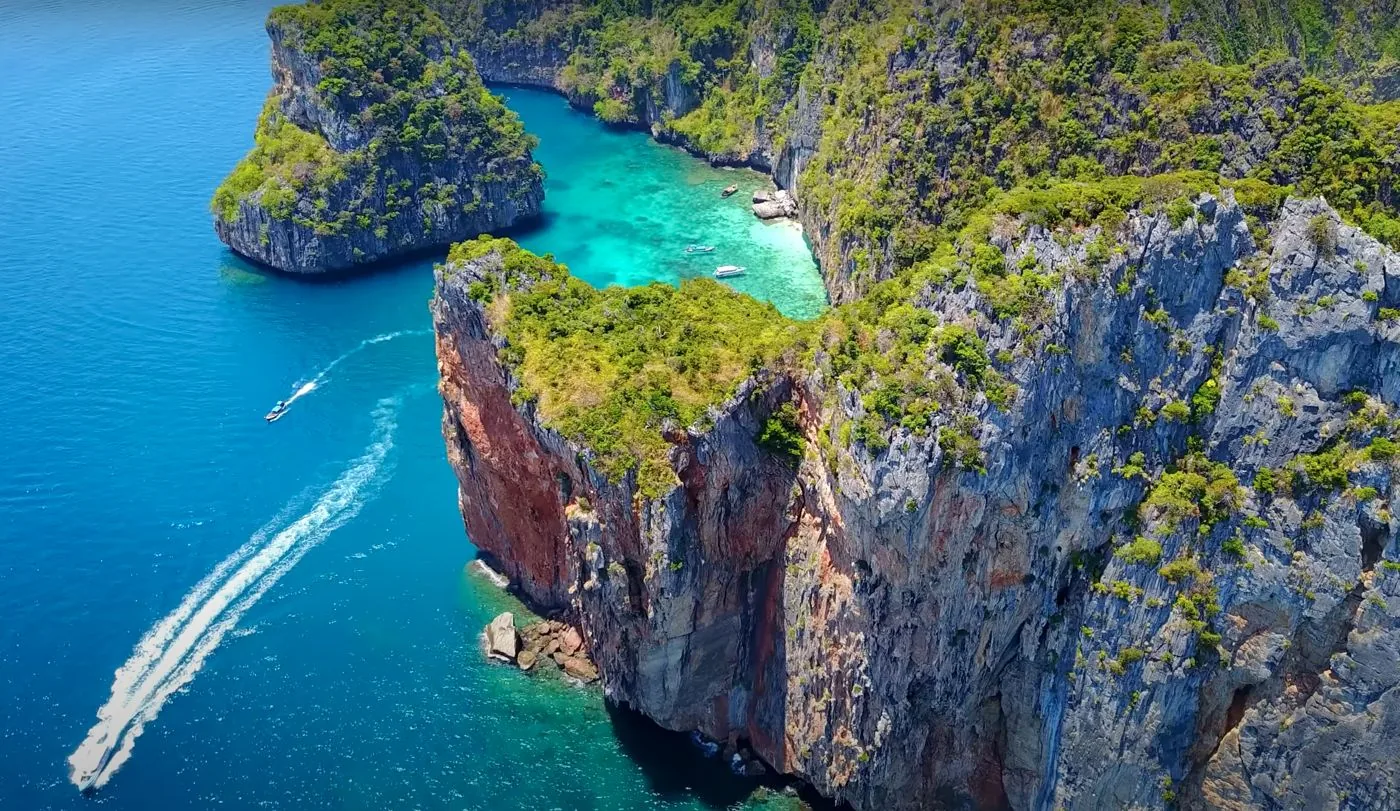 Pileh-Lagune an Koh Phi Phi Leh aus der Luft
