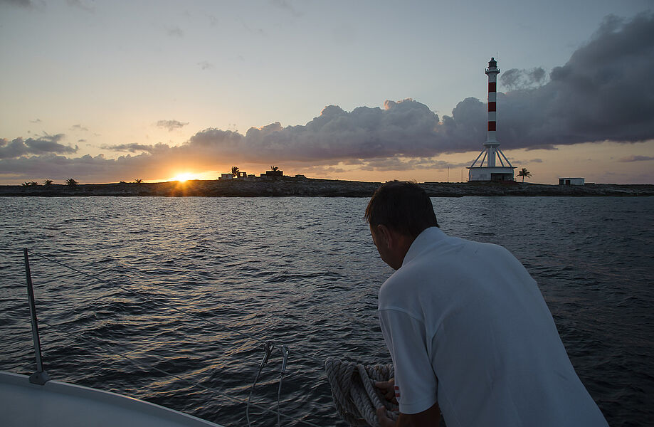 Ankern vor der Leuchtturminsel Cayo Guano del Este